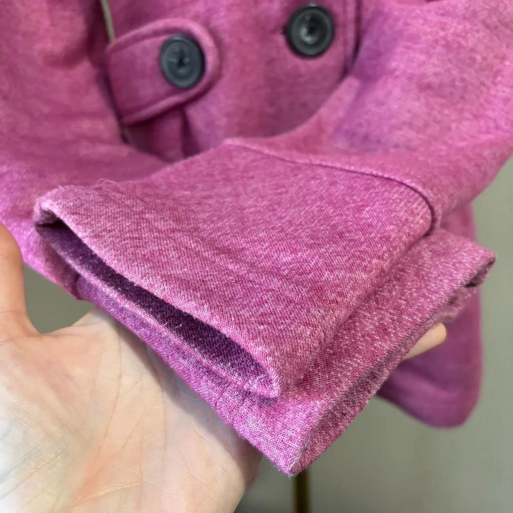 Purple Cotton Button Up Trench Coat Jacket Shacket Sweatshirt Size Large Y2K - Picture 6 of 11